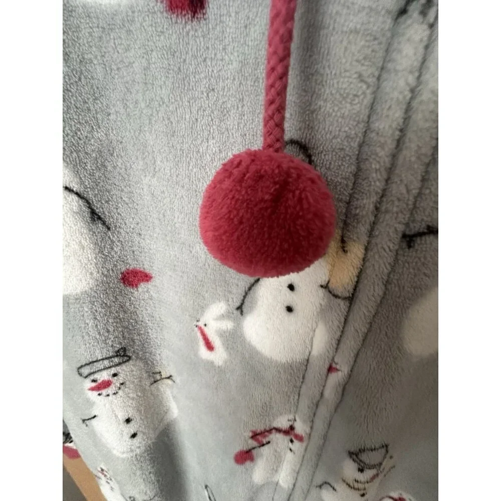Munki Munki Women's One-Piece Hooded Fleece Pajamas Gray‎ Pink Spark Size Small